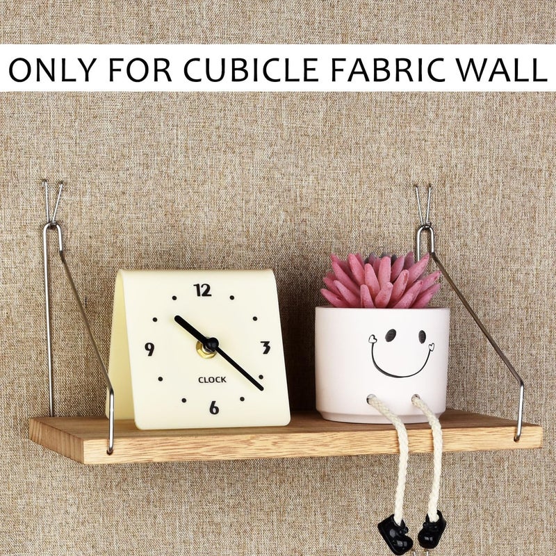onsogi Fabric Wall Cubicle Shelf with Hooks for Work Decor, 11.8' Wooden Cubicle Organizer Storage Shelf with Hangers Cubicle Accessories for Women Men Desk - Image 5